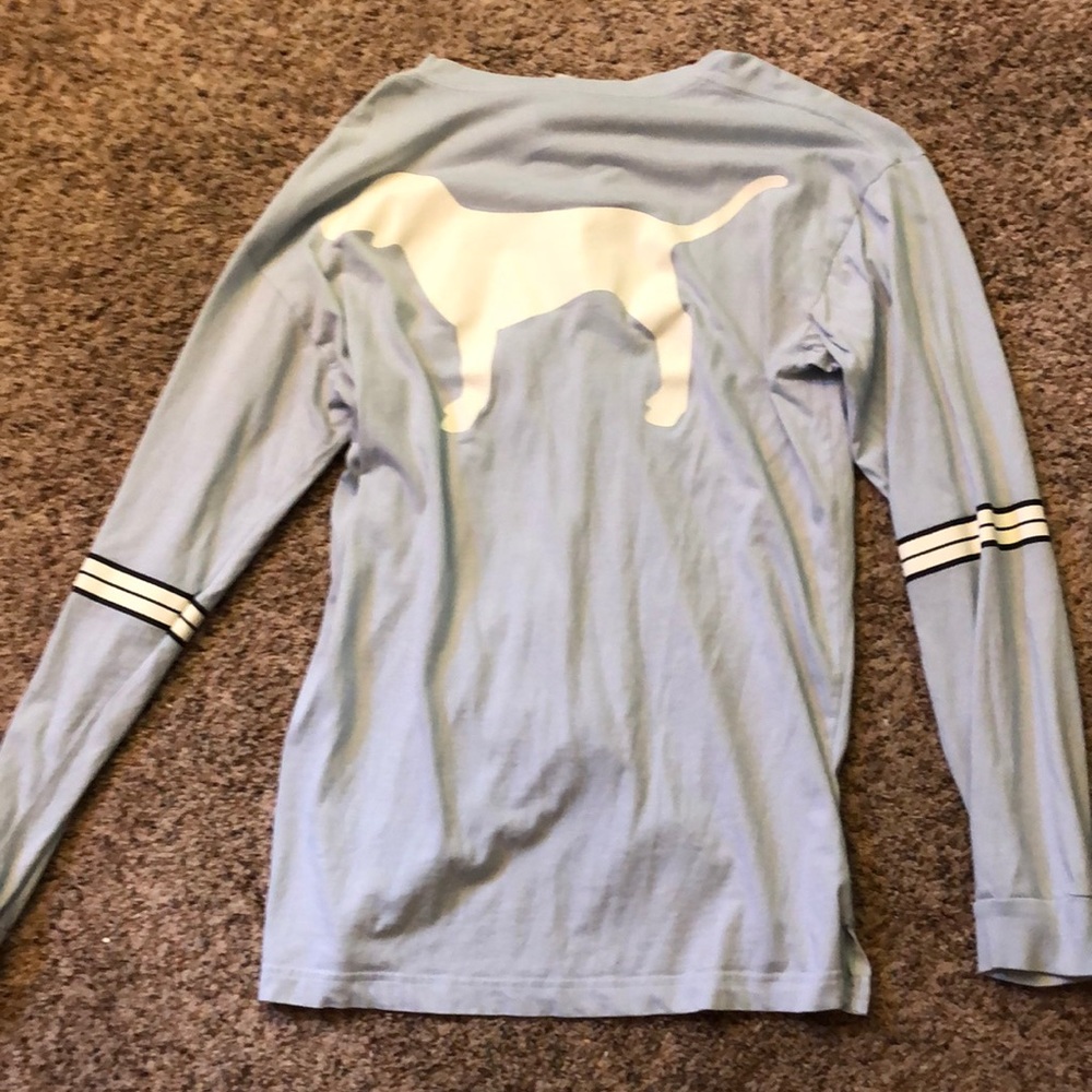 PINK - light blue long sleeve top